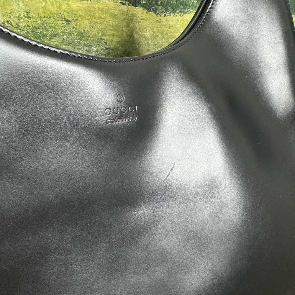 Gucci Black Leather Hobo Bag with Red Bamboo Handles 001 3739 - Picture 11 of 11
